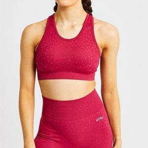 AYBL raspberry speckle seamless contour leggings sports bra workout gym set XS